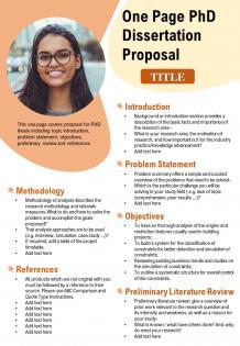 One page phd dissertation proposal presentation report infographic ppt pdf document