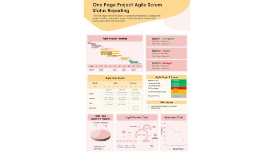 One Page Project Agile Scrum Status Reporting Presentation Infographic Ppt Pdf Document