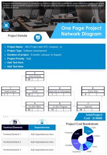 One page project network diagram presentation report infographic ppt pdf document