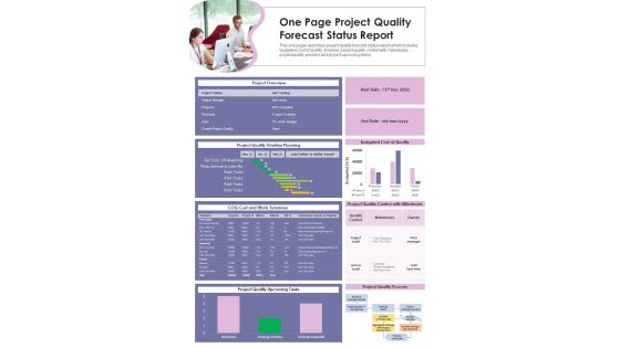 One Page Project Quality Forecast Status Report Presentation Infographic Ppt Pdf Document