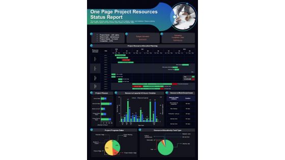 One Page Project Resources Status Report Presentation Infographic Ppt Pdf Document