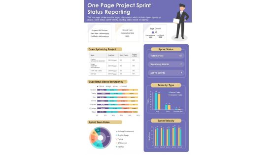 One Page Project Sprint Status Reporting Presentation Infographic PPT PDF Document