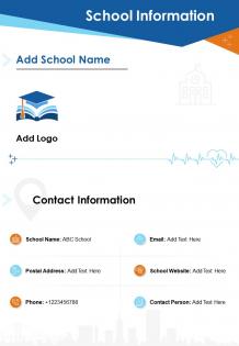 One page school information presentation report infographic ppt pdf document