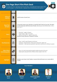 One page short film pitch deck presentation report infographic ppt pdf document