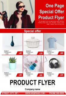 One page special offer product flyer presentation report infographic ppt pdf document