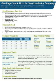 One page stock pitch for semiconductor company presentation report infographic ppt pdf document