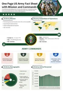 One page us army fact sheet presentation report infographic ppt pdf document