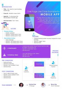 One page use case example for mobile app presentation report infographic ppt pdf document