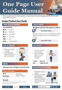 One page user guide manual presentation report infographic ppt pdf document