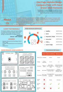 One page website design company flyer with hand drawn web elements report ppt pdf document
