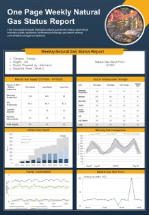 One page weekly natural gas status report presentation infographic ppt pdf document