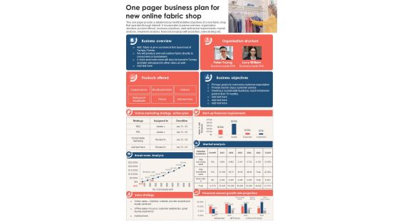 One Pager Business Plan For New Online Fabric Shop Presentation Report Infographic Ppt Pdf Document