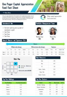 One pager capital appreciation fund fact sheet presentation report infographic ppt pdf document