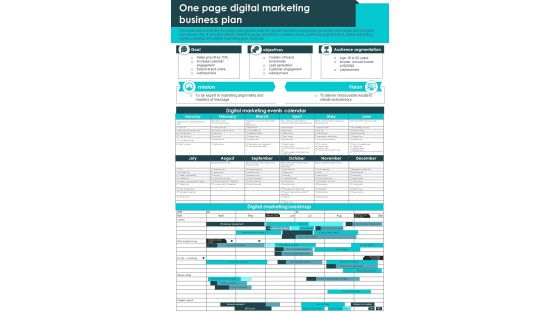 One Pager Digital Marketing Business Plan Presentation Report Infographic Ppt Pdf Document