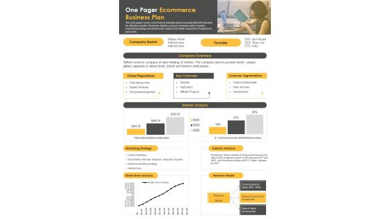 One Pager Ecommerce Business Plan Presentation Report Infographic Ppt Pdf Document