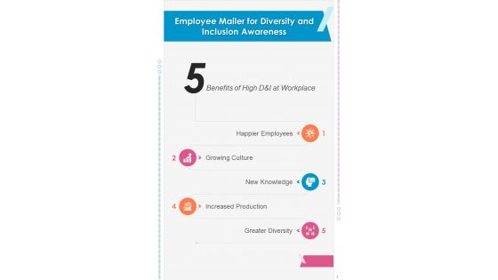 One Pager Employee Mailer For Diversity And Inclusion Training Ppt Report Infographic Pdf Document
