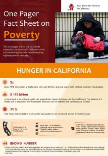 One pager fact sheet on poverty presentation report infographic ppt pdf document