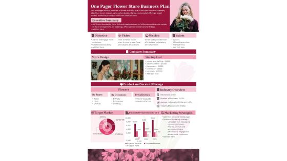 One Pager Flower Business Plan Presentation Report Infographic Ppt Pdf Document
