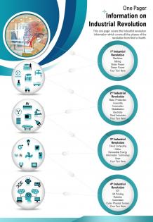 One pager information on industrial revolution presentation report infographic ppt pdf document