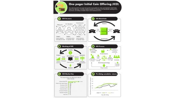 One Pager Initial Coin Offering ICO Presentation Report Infographic Ppt Pdf Document