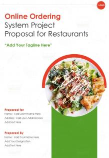 One pager online ordering system project proposal for restaurants template