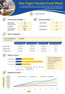One pager pension fund sheet presentation report infographic ppt pdf document