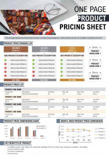 One pager product pricing sheet presentation report infographic ppt pdf document