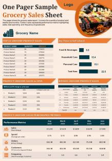 One pager sample grocery sales sheet presentation report infographic ppt pdf document