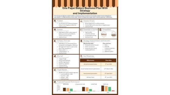 One Pager Strategy And Implementation In Business Plan Presentation Infographic PPT PDF Document