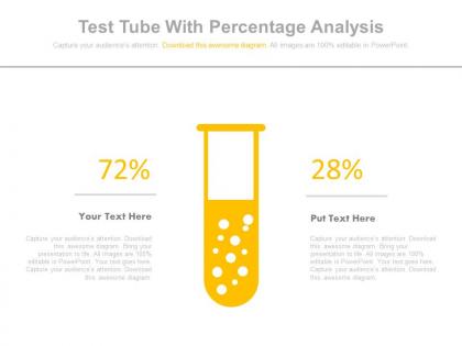 One test tubes with percentage analysis flat powerpoint design