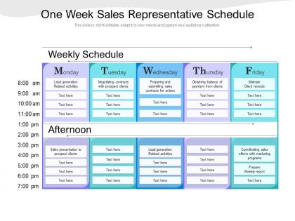 One week sales representative schedule