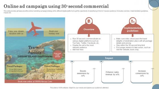 Online Ad Campaign Using 30 Second Commercial Elevating Sales Revenue With New Travel Company Strategy SS V
