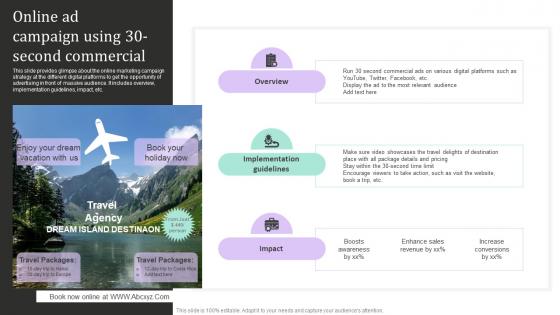 Online Ad Campaign Using 30 Second New And Effective Guidelines For Tourist Strategy SS V