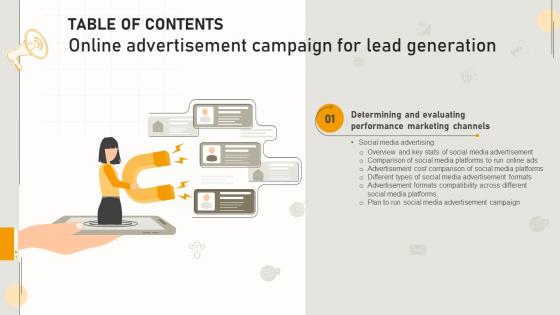Online Advertisement Campaign For Lead Generation Table Of Content MKT SS V