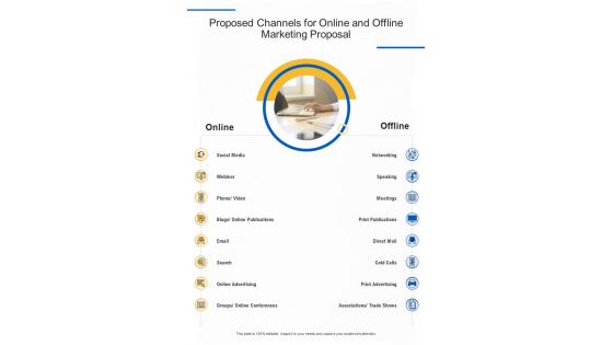 Online And Offline Marketing Proposal For Proposed Channels One Pager Sample Example Document