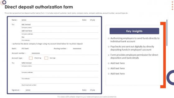 Online Banking Management For Operational Direct Deposit Authorization Form