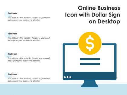 Online business icon with dollar sign on desktop