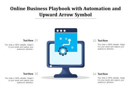 Online business playbook with automation and upward arrow symbol