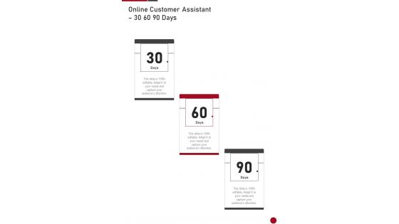 Online Customer Assistant 30 60 90 Days One Pager Sample Example Document