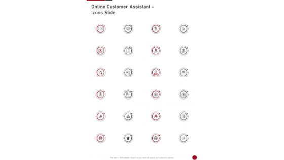 Online Customer Assistant Icons Slide One Pager Sample Example Document