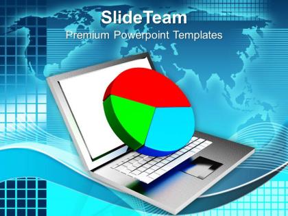 Online finance pie chart on laptop powerpoint templates ppt themes and graphics 0213