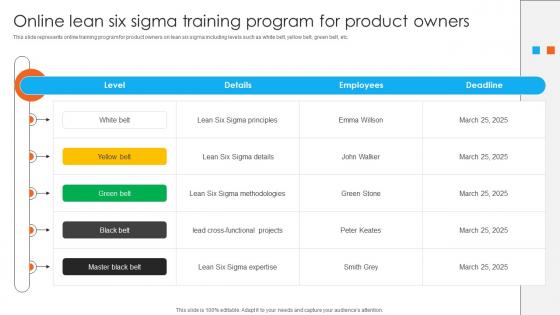 Online Lean Six Sigma Training Program For Product Owners