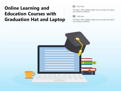 Online learning and education courses with graduation hat and laptop