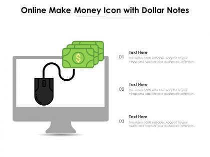 Online make money icon with dollar notes