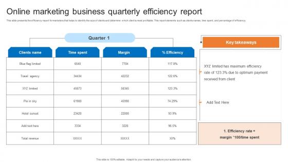 Online Marketing Business Quarterly Efficiency Report