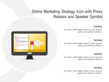 Online marketing strategy icon with press release and speaker symbol