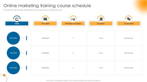 Online Marketing Training Course Schedule
