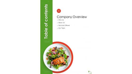 Online Ordering System Project For Restaurants Table Of Contents One Pager Sample Example Document