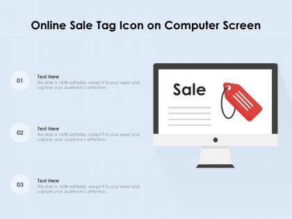 Online sale tag icon on computer screen