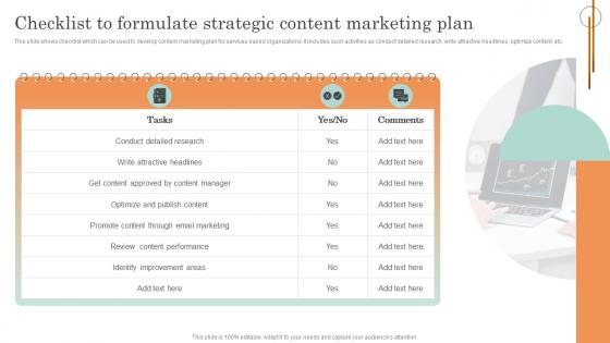 Online Service Marketing Plan Checklist To Formulate Strategic Content Marketing Plan
